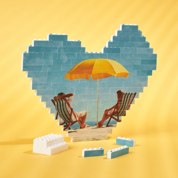 Heart Shape Block Picture Puzzle, Jigsaw Puzzle, Photo Puzzle, Photo Gift, Puzzle for Adults, Personalized Block Photo Puzzle, Custom Puzzle