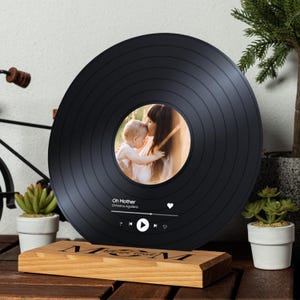 Personalized Vinyl as First Mother&#39;s Day Gift, Custom Song Music Plaque with Mom Photo, Best Gifts for Mom, Personalized Photo Album Cover.