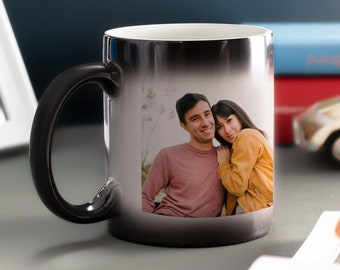 Custom Mug Color Changing, Custom Magic Cup with Photo, Heat Activated Mug Black to White Mug, Personalized Gift for Couple for Christmas.