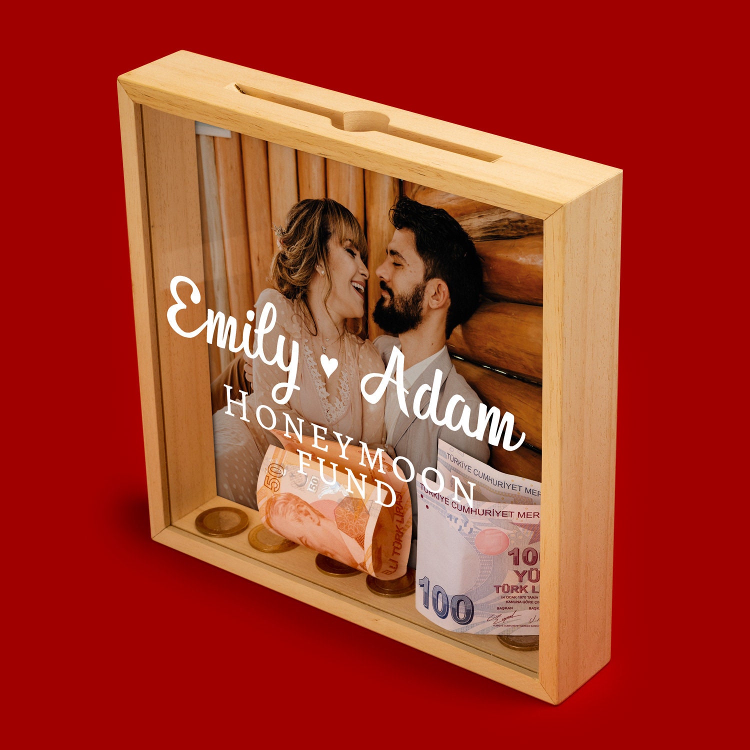 Personalized Honeymoon Fund Box with Photo and Name Travel | Etsy