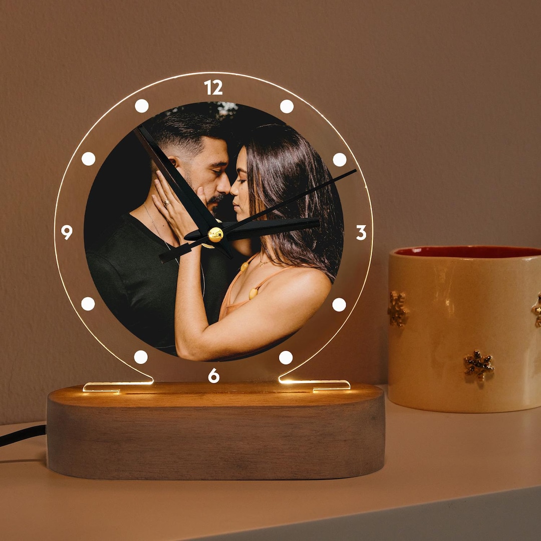 Photo Night Light Bedside Lamp, LED Sign Desk Clock, Vintage Decor ...