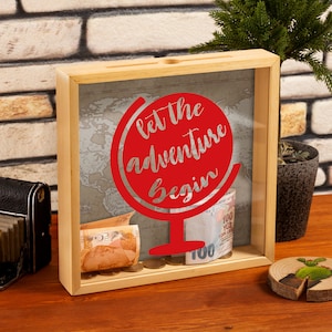 Adventure Money Box for New Adventures, Adventure Fund for Travel Lover Couple, Holiday Fund, Vacation Saving Box, Wanderlust Piggybank Gift