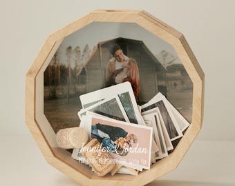 Wooden Photo Keepsake Box with Couples Name, Personalized Picture Shadow Display Box, Custom Valentine Gift Box, Photo Gifts for Girlfriend