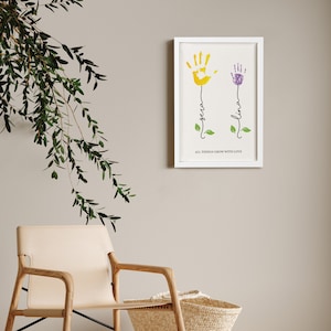 Cadre famille empreinte de main maman papa bébé - auto-adhésif - cadeau unique pour grand-mère, grand-mère, nouvelle maman, faire-part de bébé, idées cadeaux de Noël uniques
