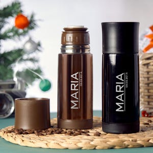 Custom Tumbler Gift for Christmas, Personalized Flask Stainless Steel Thermos with Name, Custom Engraved Drinkware Gifts for Husband Wife.