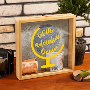 Adventure Fund for Travel Lover Couple, Holiday Fund, Adventure Box Money Box for New Adventures, Vacation Theme Saving Box, Wanderlust Gift
