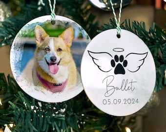 Decorazione natalizia personalizzata con foto di animali domestici, decorazione commemorativa personalizzata per cani e gatti, ricordo a forma di angelo con zampa, regalo per decorazioni natalizie con ritratto di animali domestici