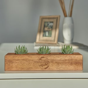 Hölzerner Desktop-Sukkulentenständer für Frauen, Danke, Bürogeschenk für Sie, Muttertag-Blumentopf, benutzerdefinierter Muttertags-Sukkulentenhalter, Geschenk für Sie