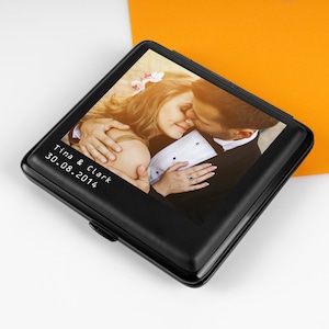Portasigarette con stampa fotografica personalizzata, regalo di Natale per sposo, fidanzato, marito, pensionato, scatola per sigari, portasigarette, regalo per fumatori.