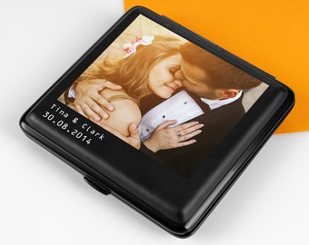 Custom Photo Printed Cigarette Case Christmas Groomsmen Best Man Boyfriend Husband Retirement Gifts, Cigar Box Cigarette Holder Smokers Gift