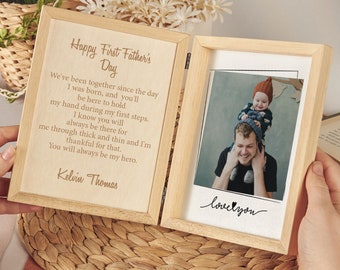 Custom Frame For First Fathers Day, Wooden Keepsake Box Gift For Dad, Personalized Gift Box for Him, Unique Photo Gift for Happy Fathers Day