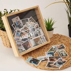 Boîte souvenir photo personnalisée, boîte d'ombre personnalisée, boîte de présentation photo, cadeaux d'anniversaire de mariage de fiançailles, cadeaux photo de Noël personnalisés.
