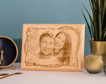 Plaque photo en bois portrait de famille, oeuvre d'art murale personnalisée encadrée, 1er cadeau fête des mères, décoration murale cadeau salon, cadeau de remerciement pour elle