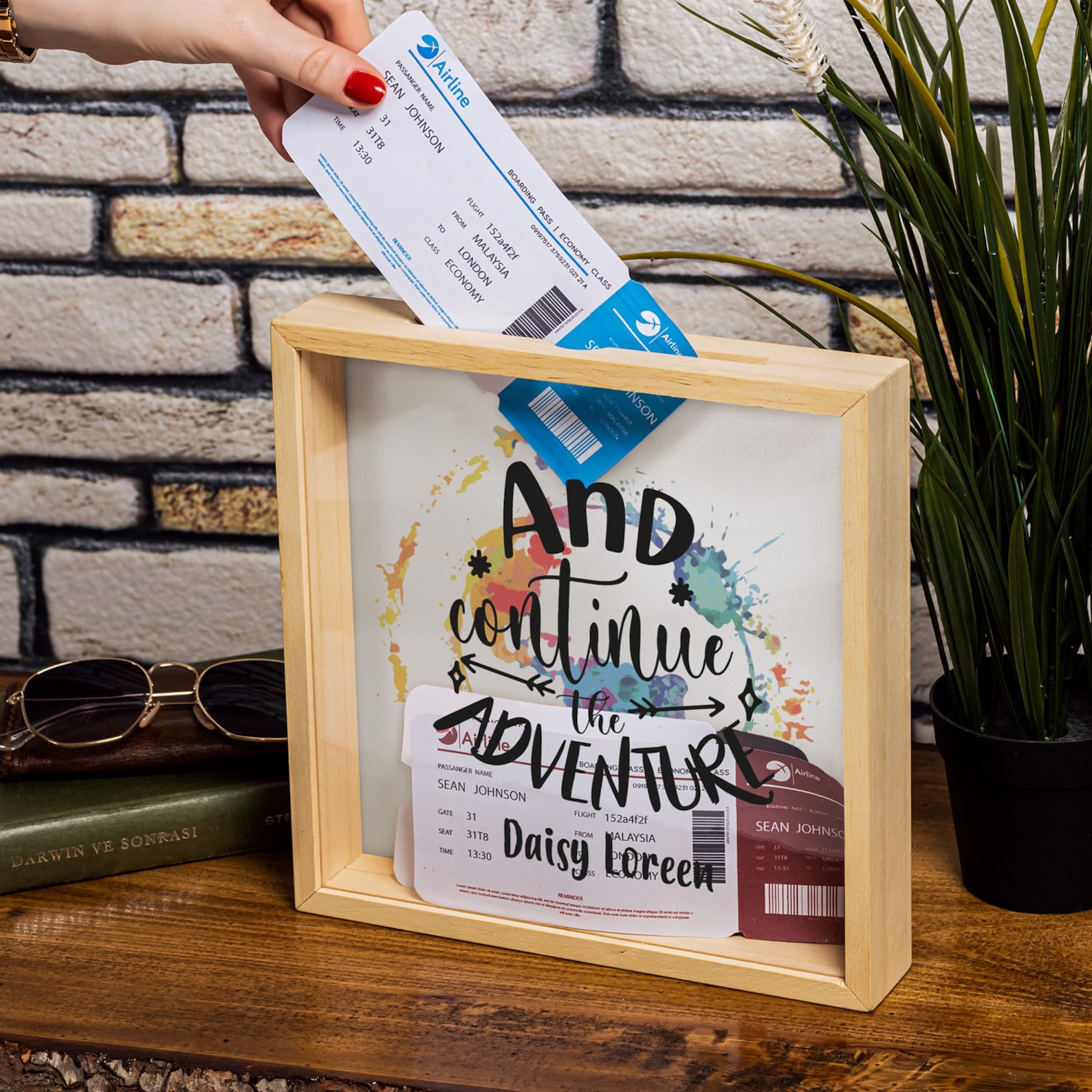 Personalized Shadow Box as Ticket Stub Holder for a Travel Etsy