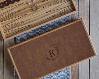Handmade Gold Faux Leather Backgammon Set: Personalized Board Game