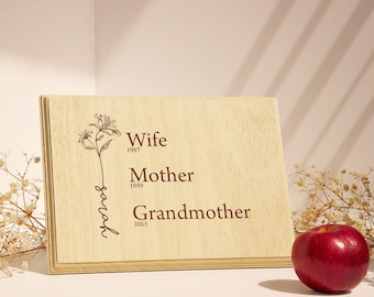 First Mom Now Grandma Sign, Gift for Wife Grandma Nana, Flower Bouquet for 1st Mothers Day Gift, Wife Grandma Nana Grandma Grandparent Gifts