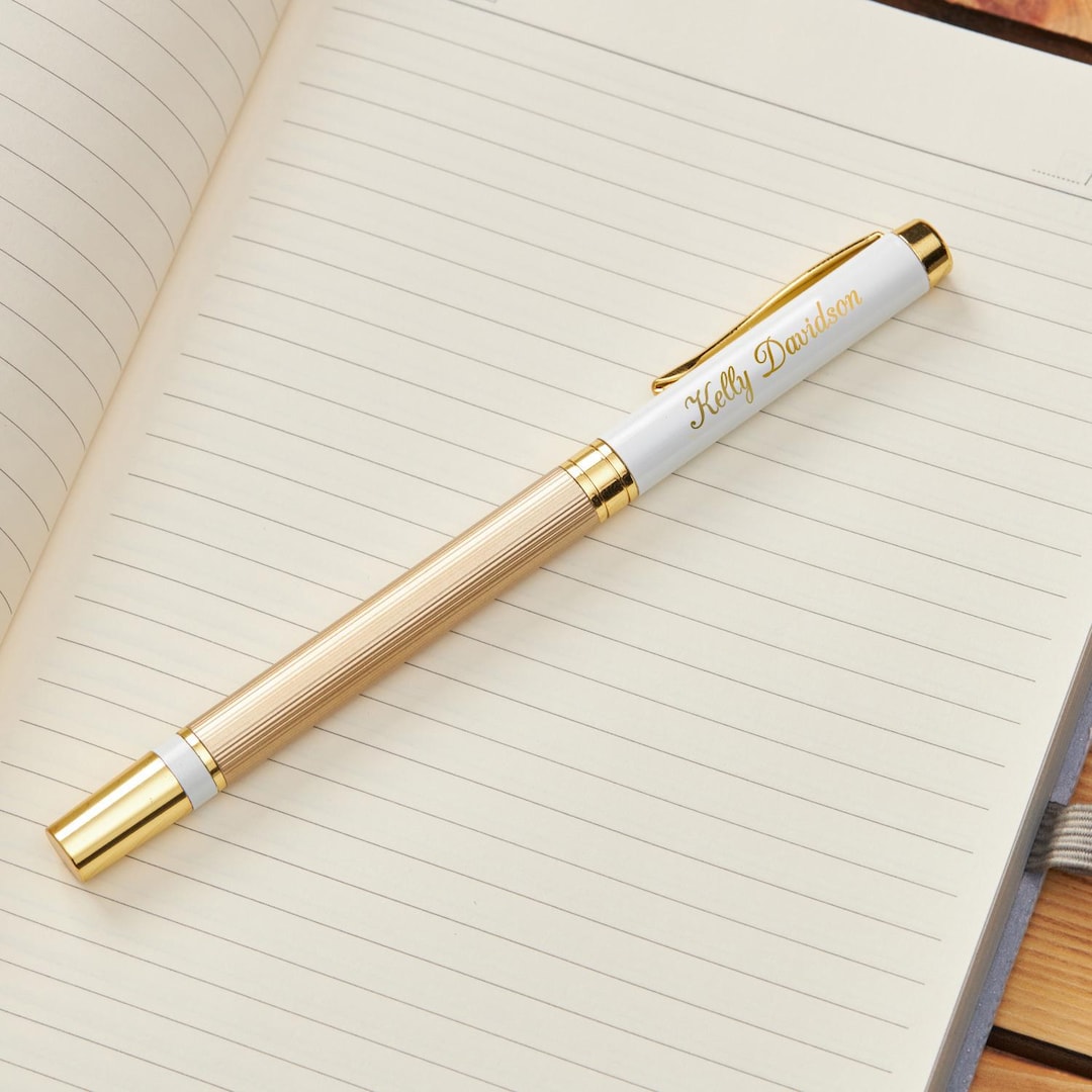 Custom Gold Rollerball Pen, Laser Engraved Name Personalized Christmas ...