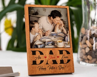 Wooden Engraved Photo Collage Frame for First Fathers Day Photo Frame, Unique Gift for Dad Grandpa, Christmas gift ideas, Best Gifts for Him