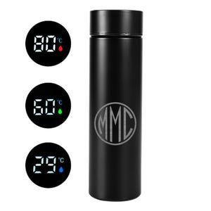Unique Digital Thermos with Temperature Display, Personalized Flask Screen Touch Tumbler, Durable Coffee Tea Bottle Gift for Her Him Mom Dad