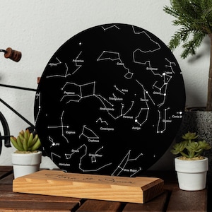 Carte des étoiles en vinyle personnalisée par date, art du ciel nocturne personnalisé, cadeaux d'anniversaire pour elle, 1er anniversaire de mariage, cadeau pour petit ami et petite amie.