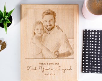 Custom Engraved Photo Gift, Picture Frame, Custom Portrait from Photo, Dad Husband Birthday Gifts, First Father's Day, Valentine's Day Gifts