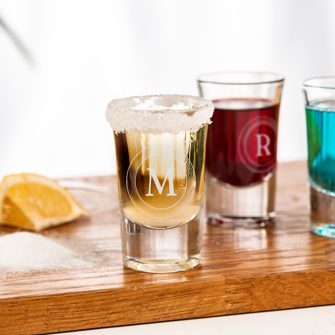 Custom Tequila Shot Glasses Sets Initial Engraved Shot Etsy