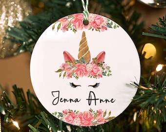 Ornamenti natalizi personalizzati con unicorno per la decorazione dell'albero di Natale. Ornamenti natalizi personalizzati per riunioni di famiglia. Ornamenti LGBT personalizzati