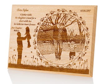 Custom Engraved Wooden Picture Frame: First Father's Day Gift