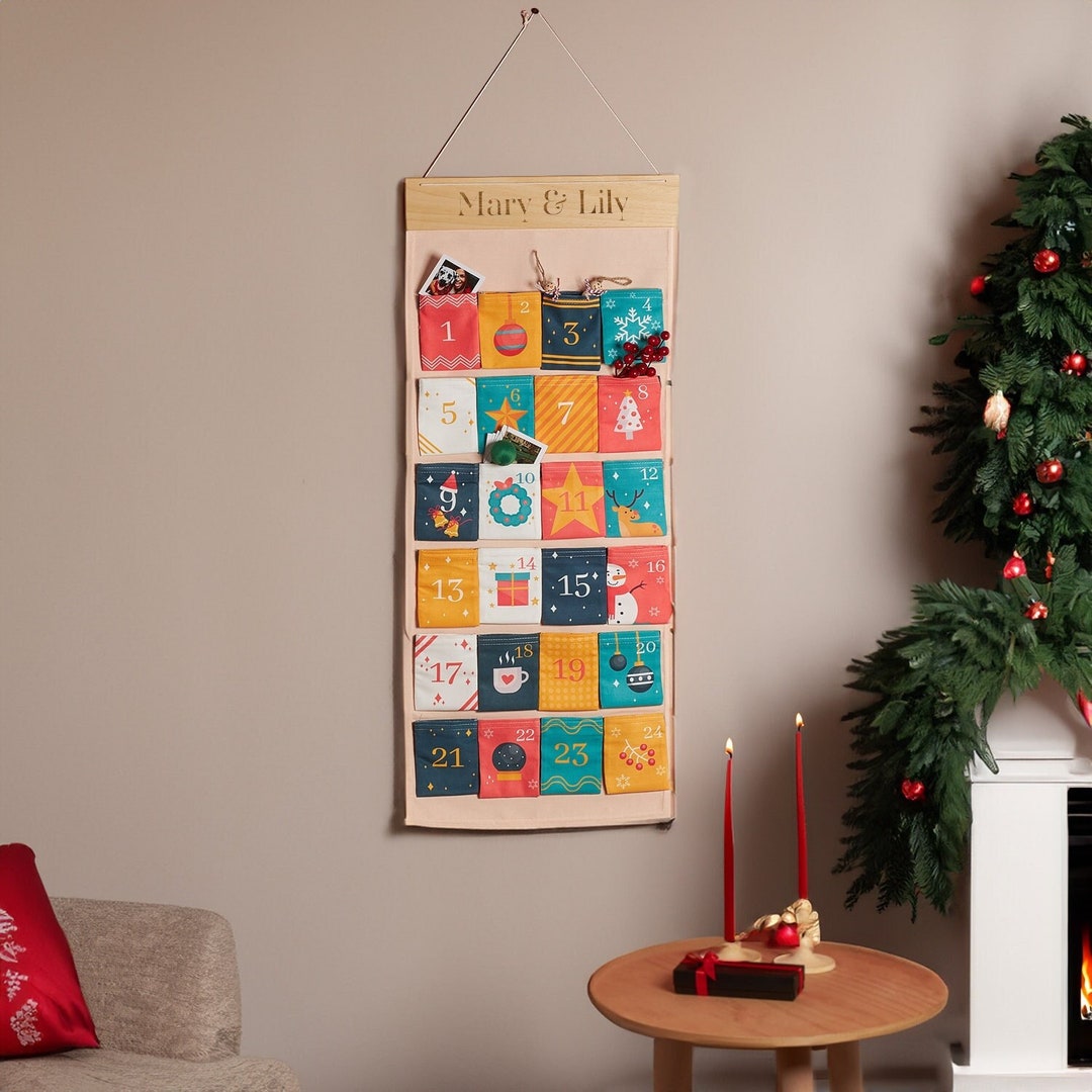 Personalized Wooden Advent Calendar, Christmas Ornaments, Christmas Countdown Calendar, Holiday