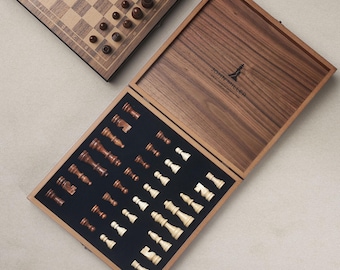 Wooden Chess Board Best Gifts For Dad, One-of-a-Kind Chess Set & Board,  Boyfriend Fathers Day Christmas Anniversary Gift, Family Game Night