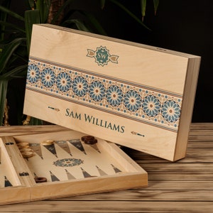 Personalized Backgammon Set. Custom Christmas Luxurious Board Game as Gift for Him. Handmade Backgammon. Hand Crafted Strategy Board Game.