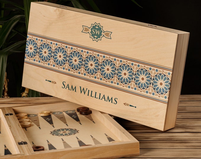 Personalized Backgammon Set. Custom Luxurious Board Game as Gift for Him. Handmade Backgammon. Premium Hand Crafted Strategy Board Game