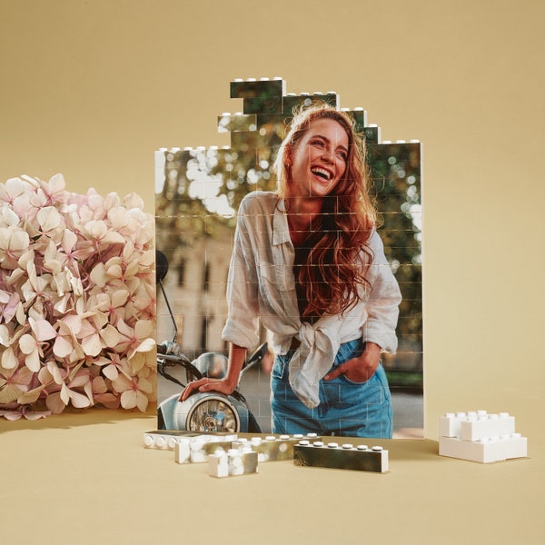 Photo Custom Block Picture Puzzle, Jigsaw Puzzle, Picture Puzzle, Photo Gift, Customized Puzzle for Adult, Building Block Brick Photo Puzzle