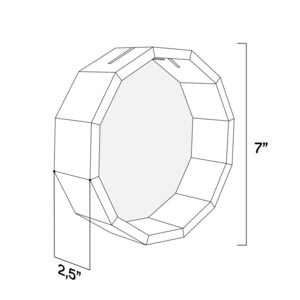 May include: A white octagonal mirror with a 7 inch diameter and a 2.5 inch width.
