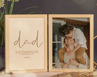 Custom Father's Day Picture Frame - Unique Gifts for Dad, Grandpa, Husband | Christmas, First Father's Day, Photo Frame, Wooden Keepsake Box