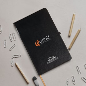 Logo, Name & Title Personalized Notebook, Leather Notebook, Custom Notebook, Office Gifts, Home Office Accessories, Graduation Gift