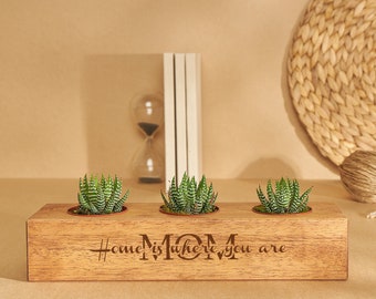 Pot de plante pour la fête des mères, meilleure maman de tous les temps, pot de plantes succulentes, cadeau pour la maison de porte-plantes succulentes en bois personnalisé fête des mères, appréciation de maman pour la décoration intérieure