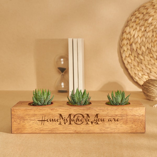 Mother's Day Plant Pot, Best Mom Ever Succulent Pot, Custom Mother's Day Wooden Succulent Holder Home Gift, Mom Appreciation for Home Decor