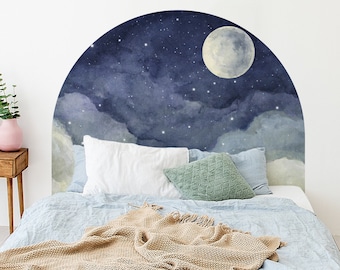 Watercolor Moon Arch Wall Decal, Headboard Wall Decals, Boho Wall Decal, Night Sky Decal,Boho Moon Decal, Boho Wallpaper, Boho Arch backdrop