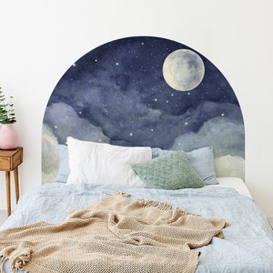 Watercolor Moon Arch Wall Decal: Boho Headboard Sticker