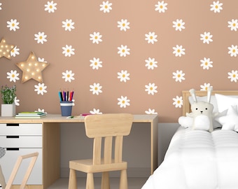 Daisy Wall Decals: Peel and Stick Flower Stickers, Nursery Decor