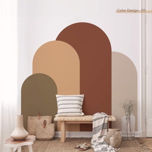 Large Arch Wall Decal, Peel and Stick Arch Wall Sticker, Removable Self Adhesive Boho Mural, Headboard Sticker, Combined Arches Decal