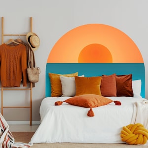 Boho Bogen Wandaufkleber, Königin Kopfteil Wandaufkleber, König Bett Aufkleber, Schlafzimmer Dekor, Bogen Kopfteil Aufkleber, personalisierte Geschenk Aufkleber für Zuhause