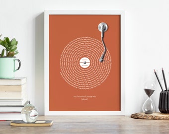 Custom Song Lyrics Vinyl Record Print: Personalized Music Art