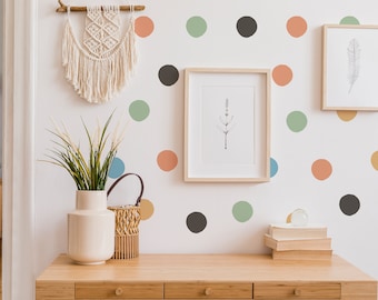 Boho Watercolor Polka Dot Wall Decals: Multi-Color Stickers