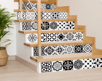 Stair Riser Stickers, Stair Riser Vinyl Strips, Removable Stair Riser Tile Decals - Peel & Stick Stair Riser Deco Strips - Stairway Stickers