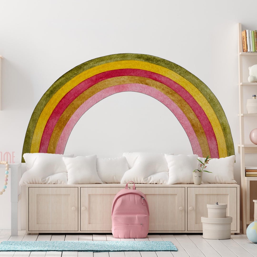 Watercolor Rainbow Wall Decal: Nursery Decor, Peel and Stick, Removable ...
