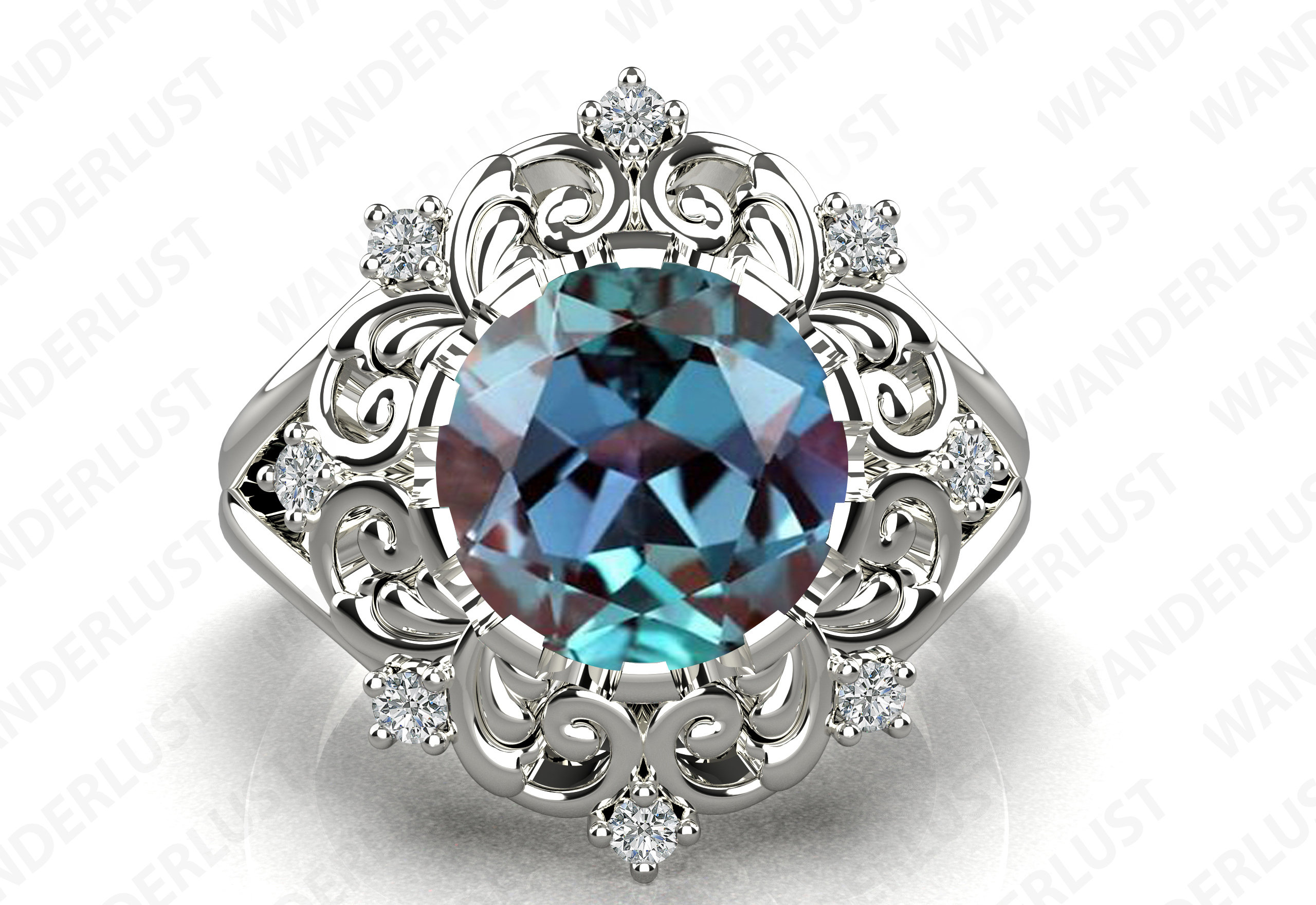 Alternative Engagement Ring Lab Grown Alexandrite Ring, Sterling Silver ...