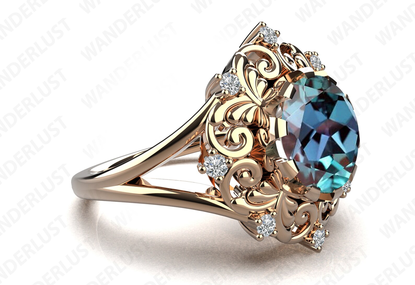 Alternative Engagement Ring Lab Grown Alexandrite Ring, Sterling Silver ...