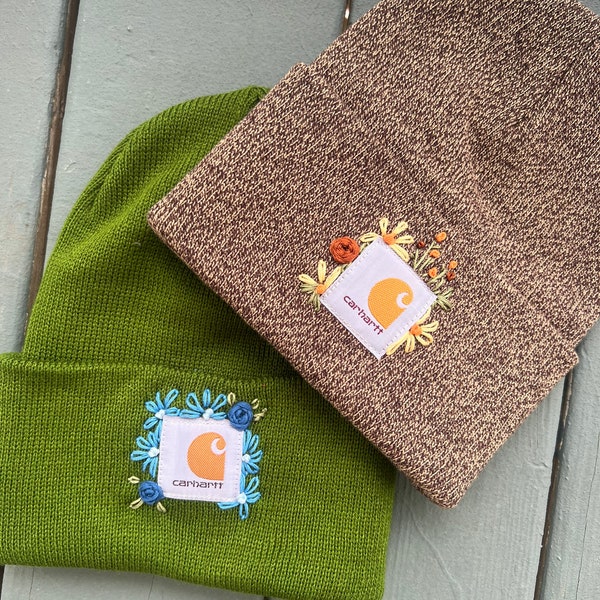 CARHARTT BEANIE- Custom, hand embroidered Carhartt beanie!